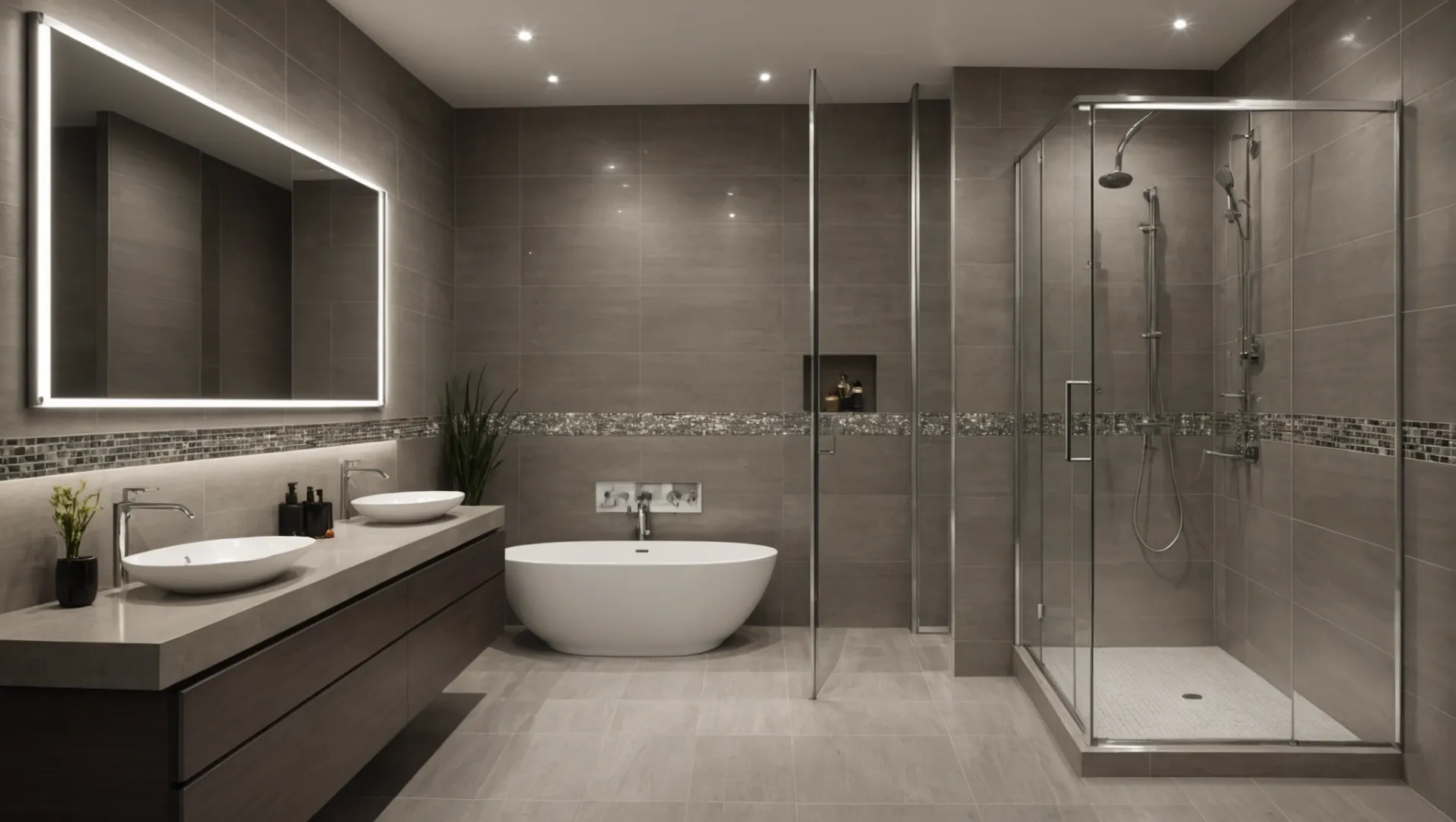 Aluminum tile trim in a modern shower setup