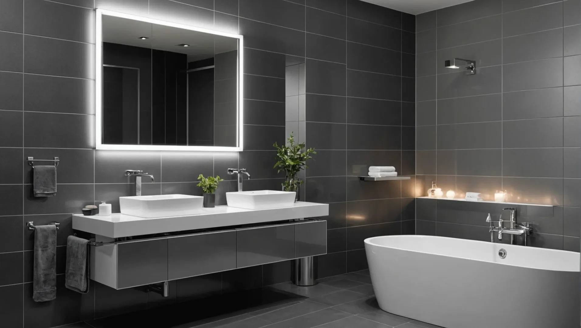 Comparison of aluminum and PVC tile trim in a bathroom setting