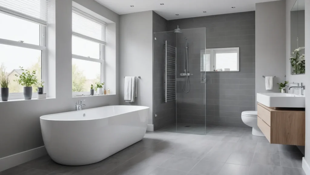 Modern bathroom with waterproof skirting boards