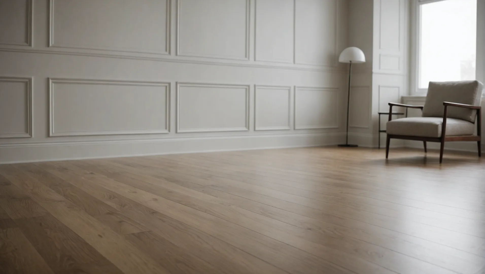 Beading installed along flooring in a modern minimalist room
