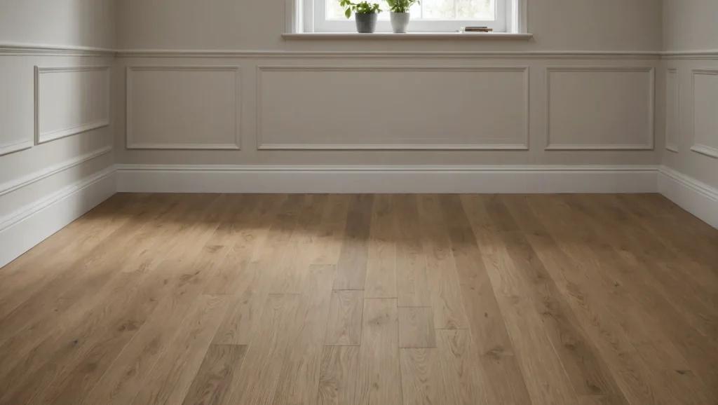A room with various skirting board samples displayed along the wall