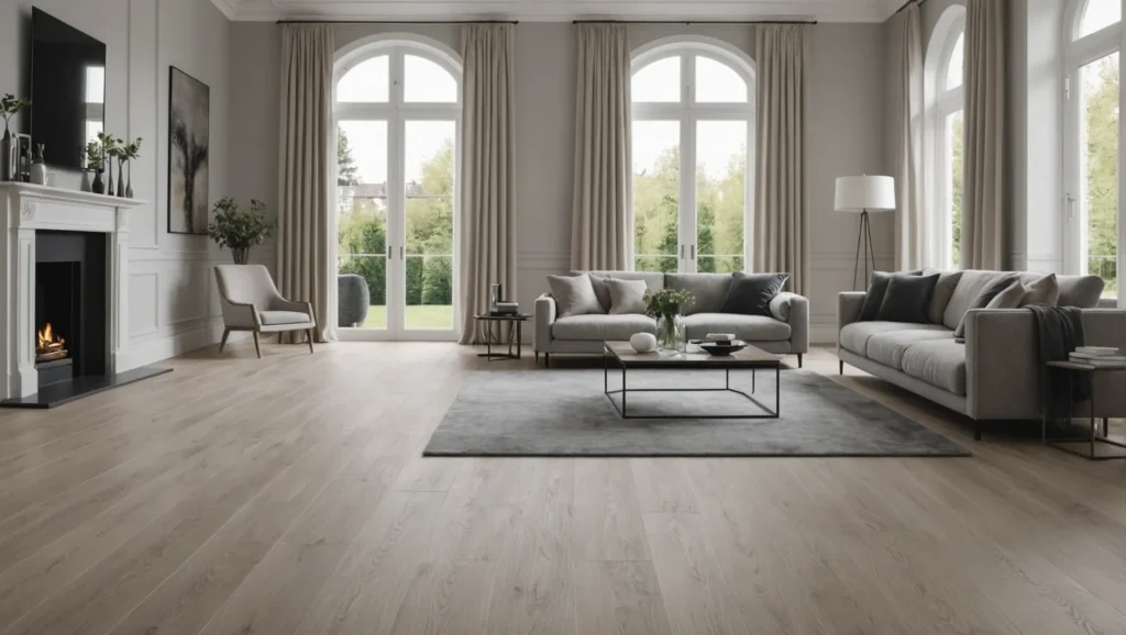 Elegant living room showcasing detailed floor skirting
