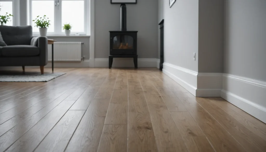 Freshly painted skirting boards in a living room