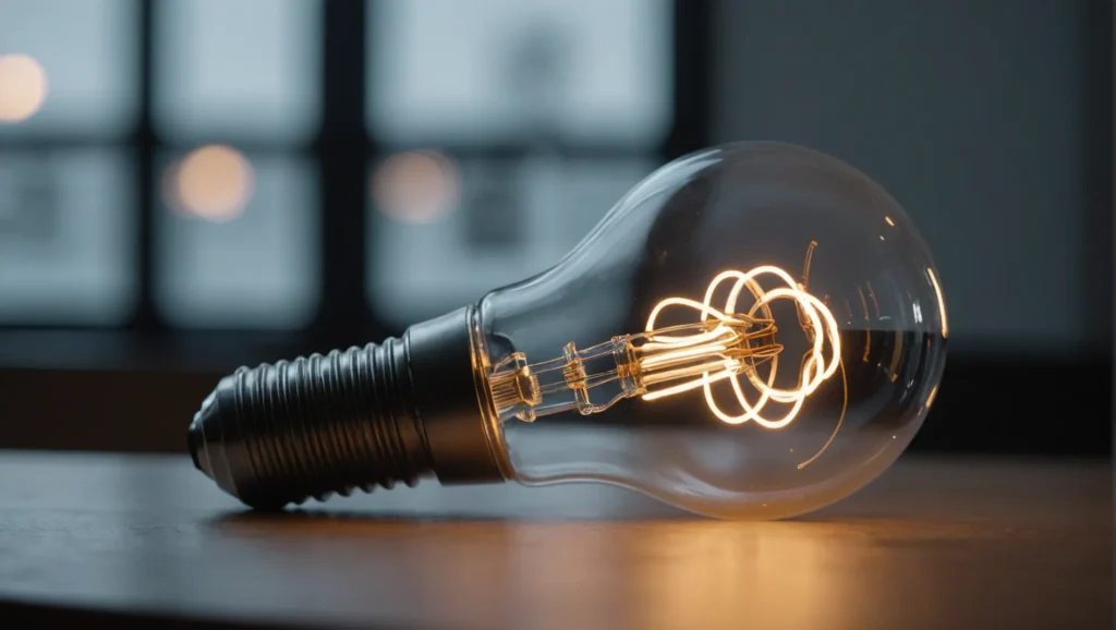 Close-up of LED bulb with visible light spectrum colors