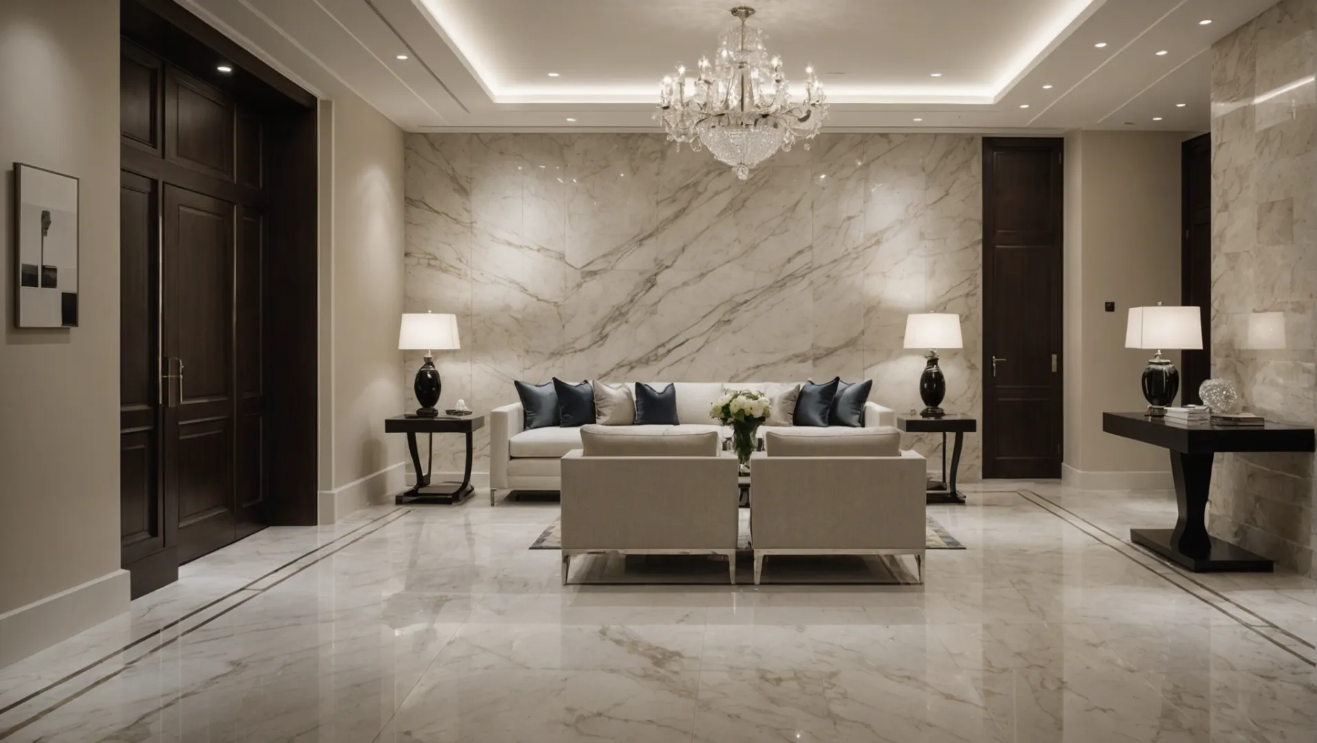 Elegant stone tile trims in a luxury interior setting