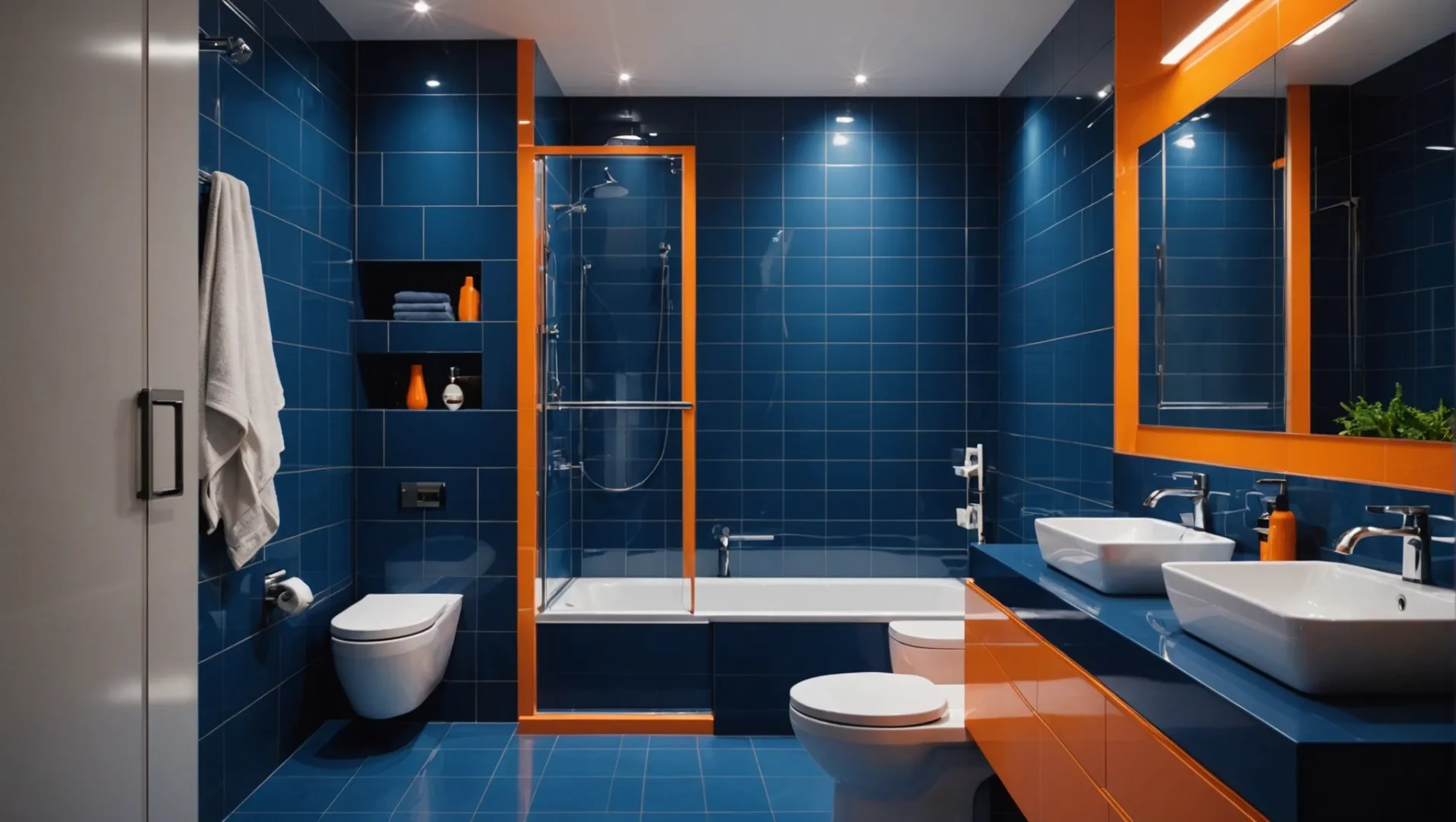 Interior space showing tiles with matching trim colors