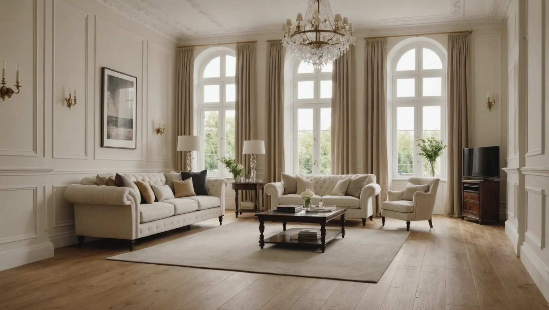Elegant room interior with classic skirting boards