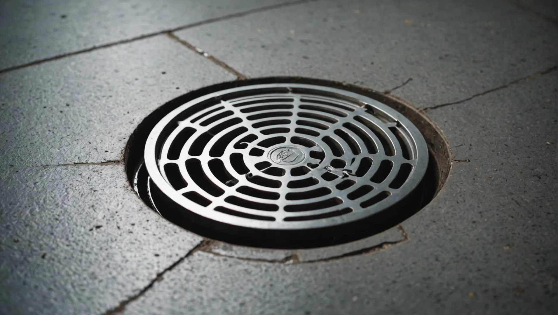Stainless steel floor drain in a modern industrial setting