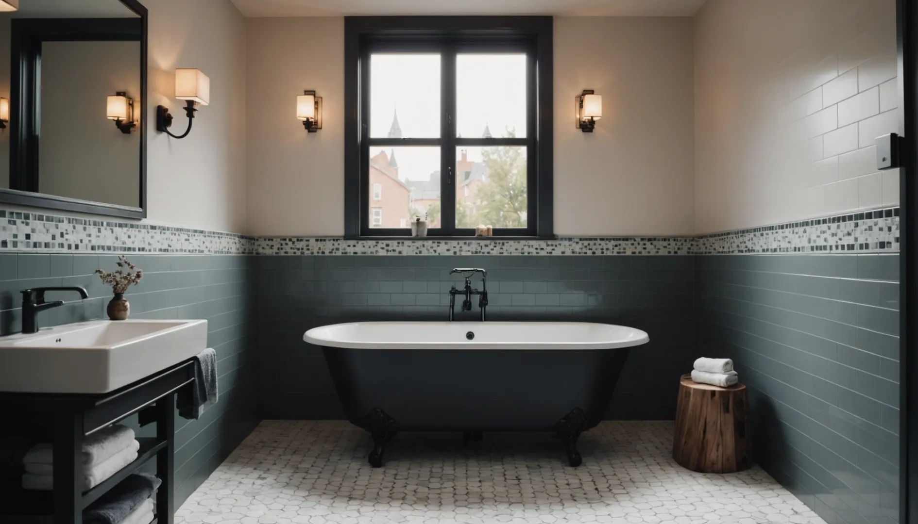 Interior with tile trim showcasing functional color choice