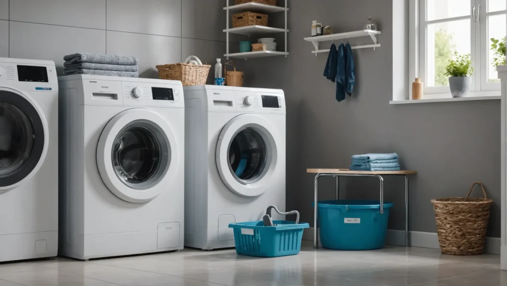 Washing machine draining into a floor drain