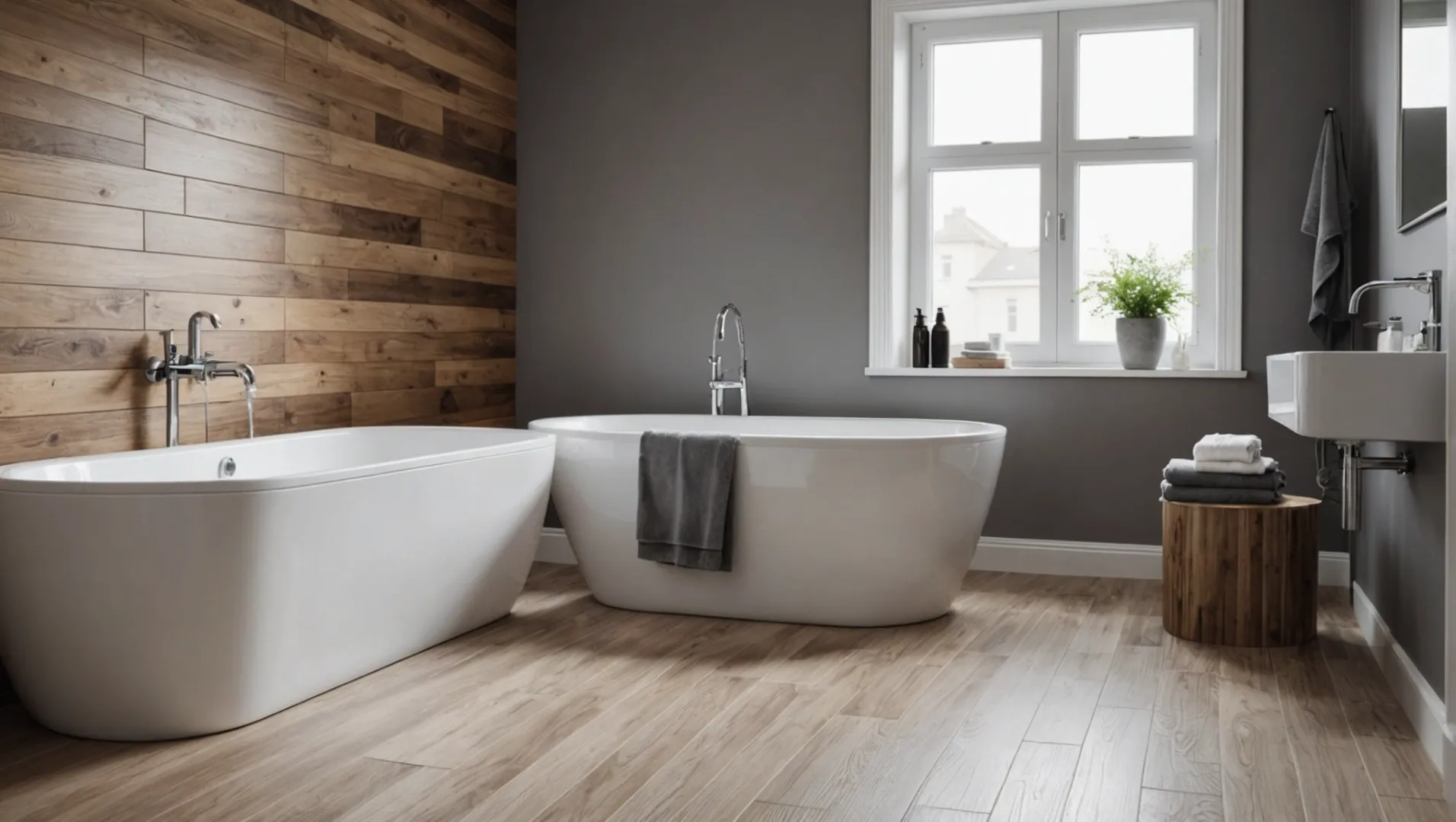 Bathroom with waterproof skirting boards