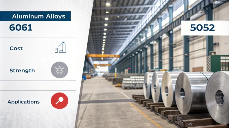 Infographic comparing aluminum alloys 6061 and 5052