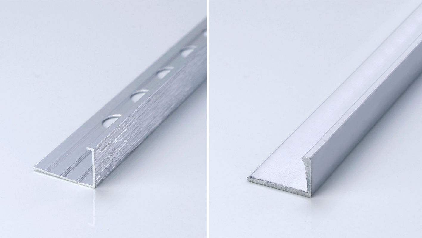 Side-by-side comparison of brushed and regular aluminum surfaces