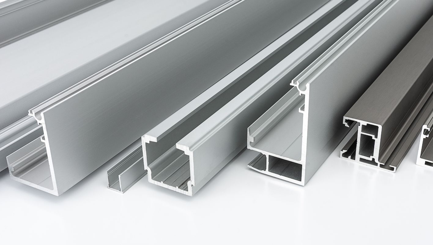 Close-up of aluminum extrusions