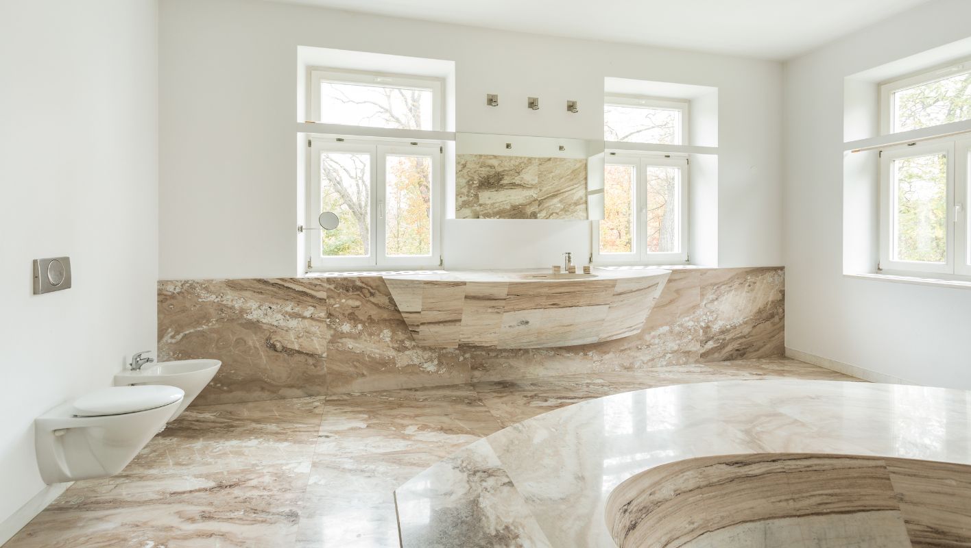 bathroom marbled floor tiles