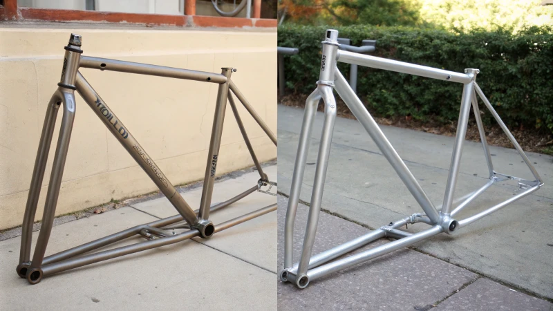 Side-by-side comparison of aluminum and steel bicycle frames