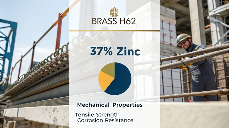 Infographic illustrating the composition and properties of Brass H62