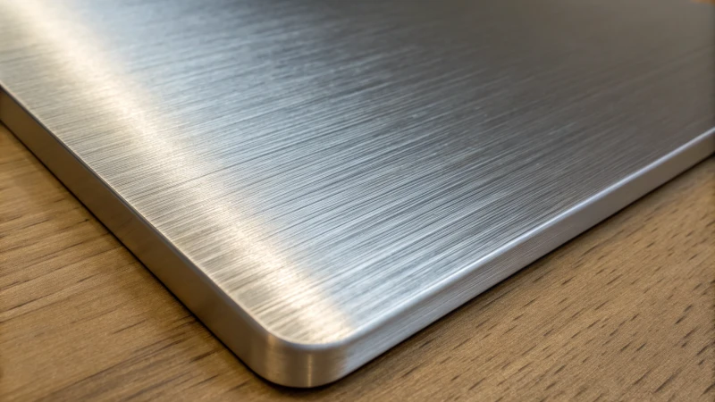 Close-up of brushed aluminum surface