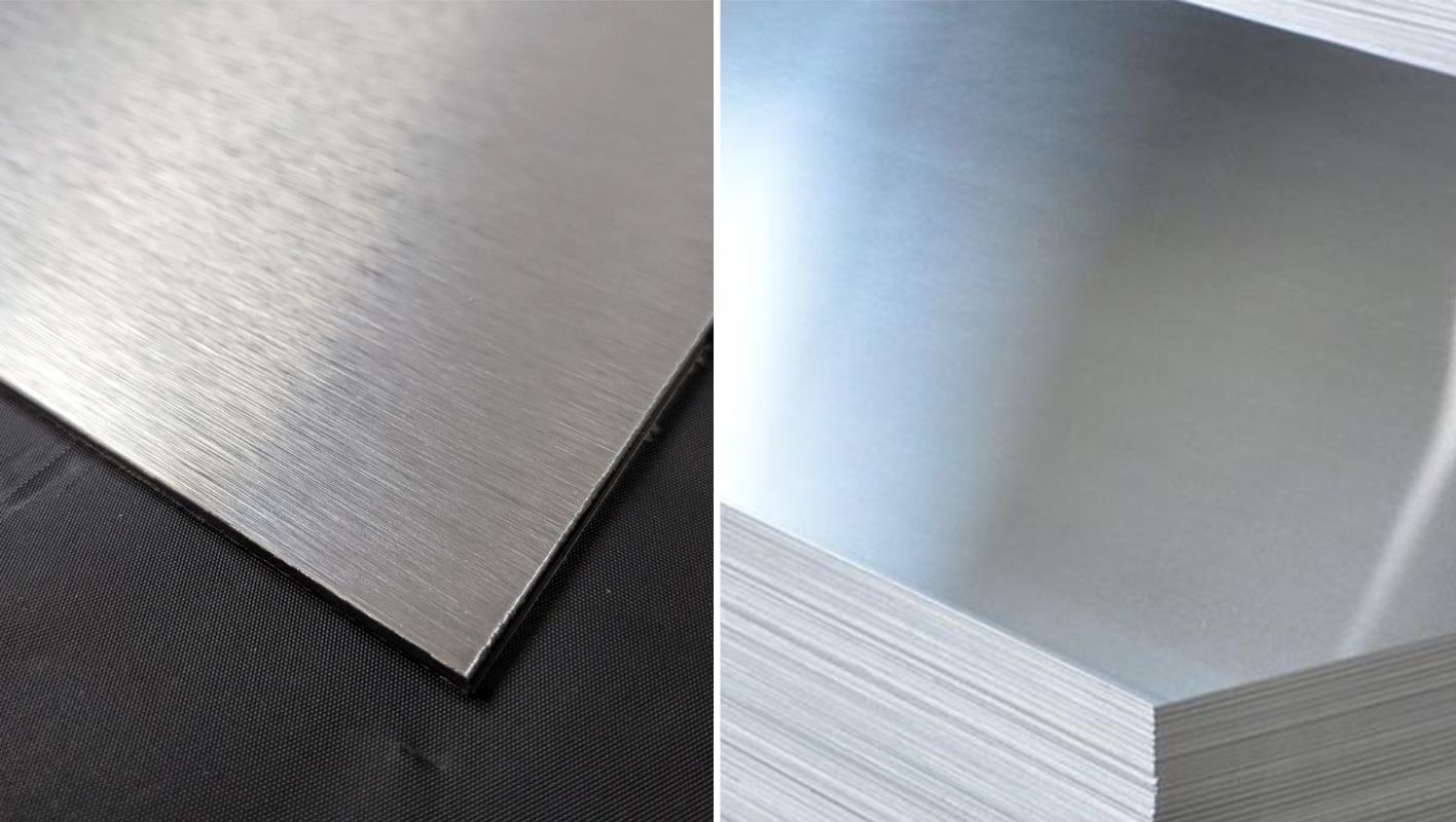 Comparison of brushed and regular aluminum panels
