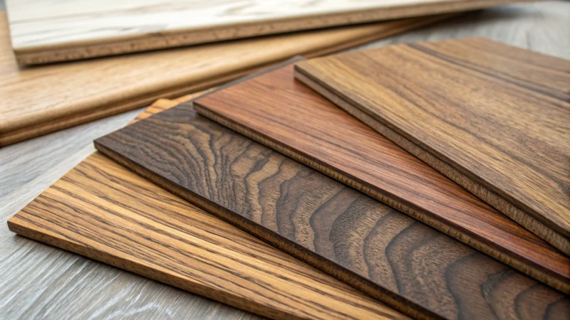 Close-up of various wood materials with detailed textures