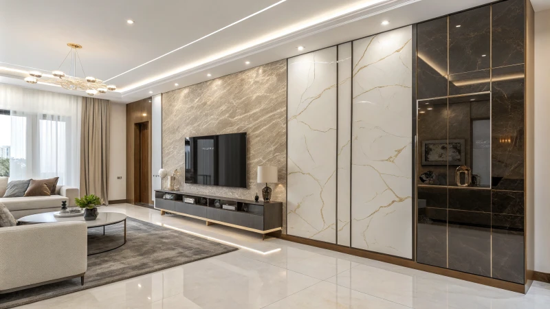 Comparison of glossy and matte paint finishes on a wall in a living room