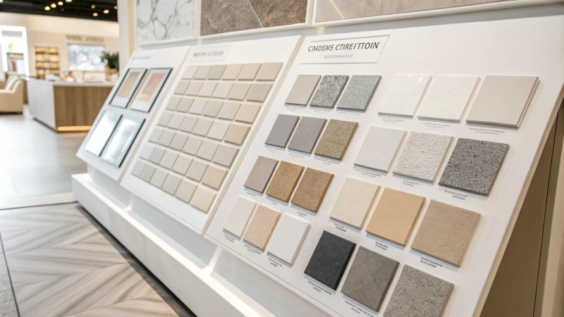 Display of grout color swatches on a white background