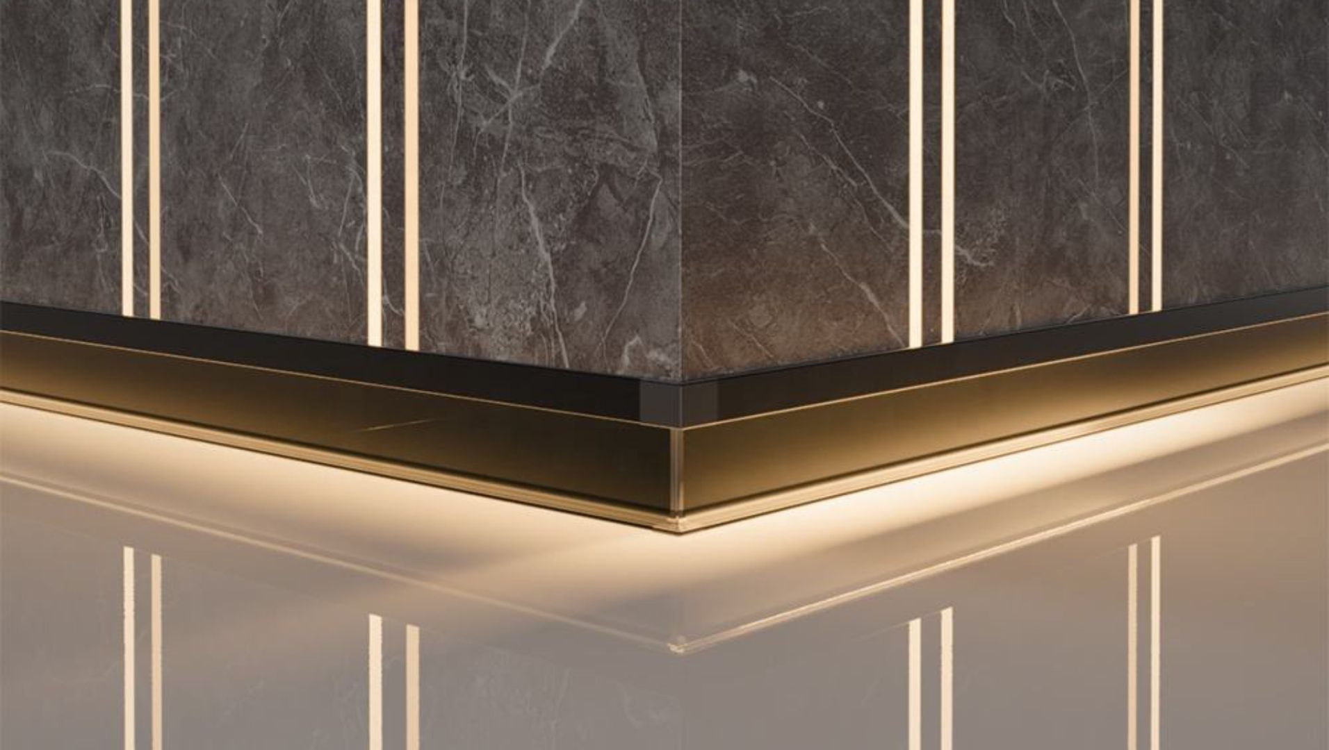 Modern living room with LED and recessed skirting