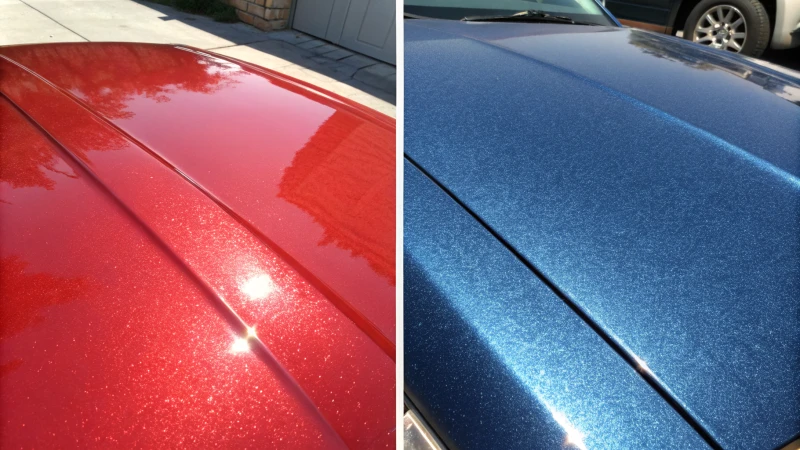 Comparison of glossy and matte metal surfaces