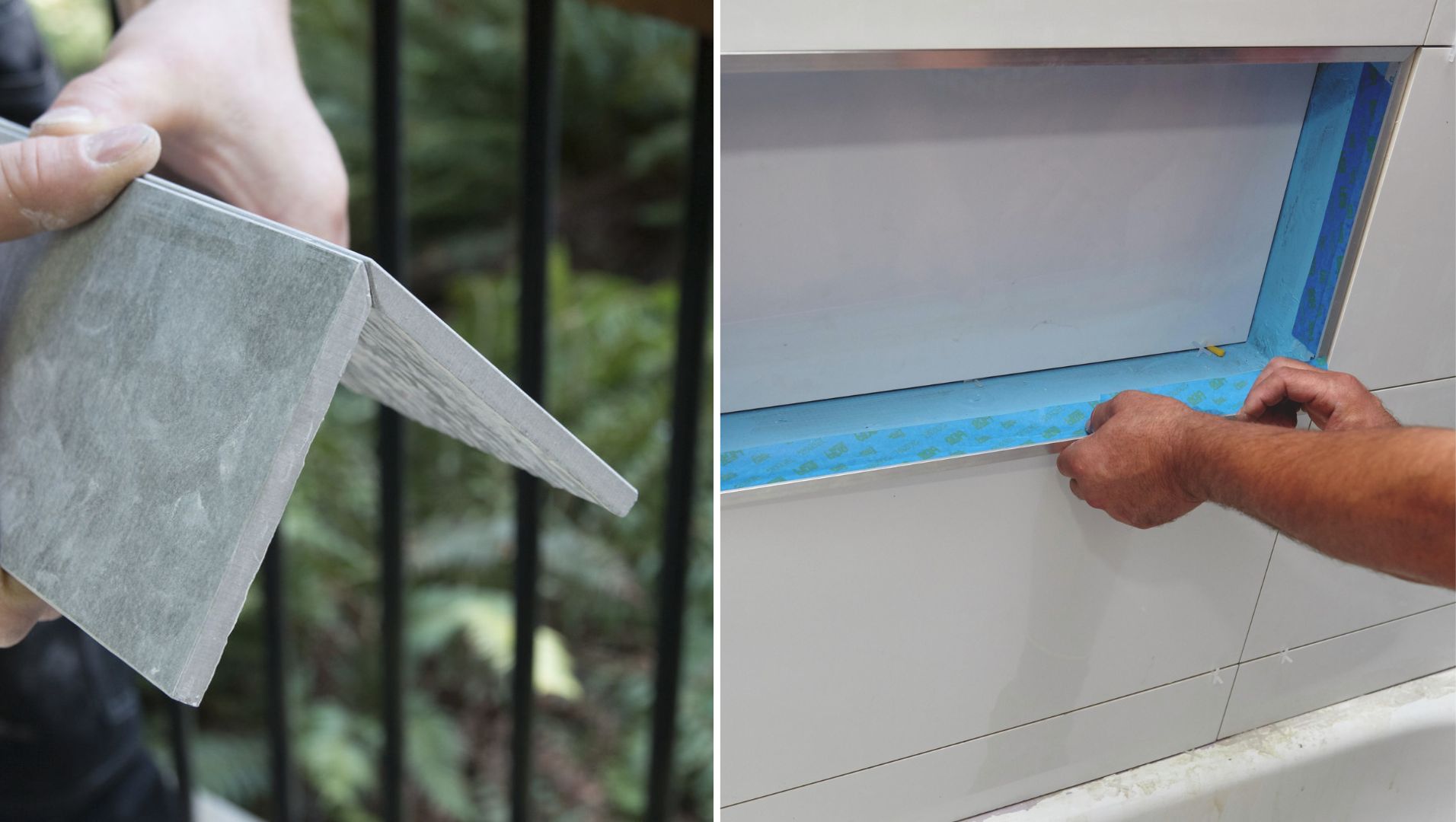Comparison between mitering and trims for tile edges
