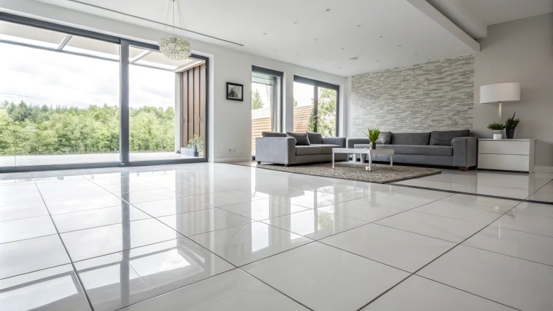 Modern living room with tile accents