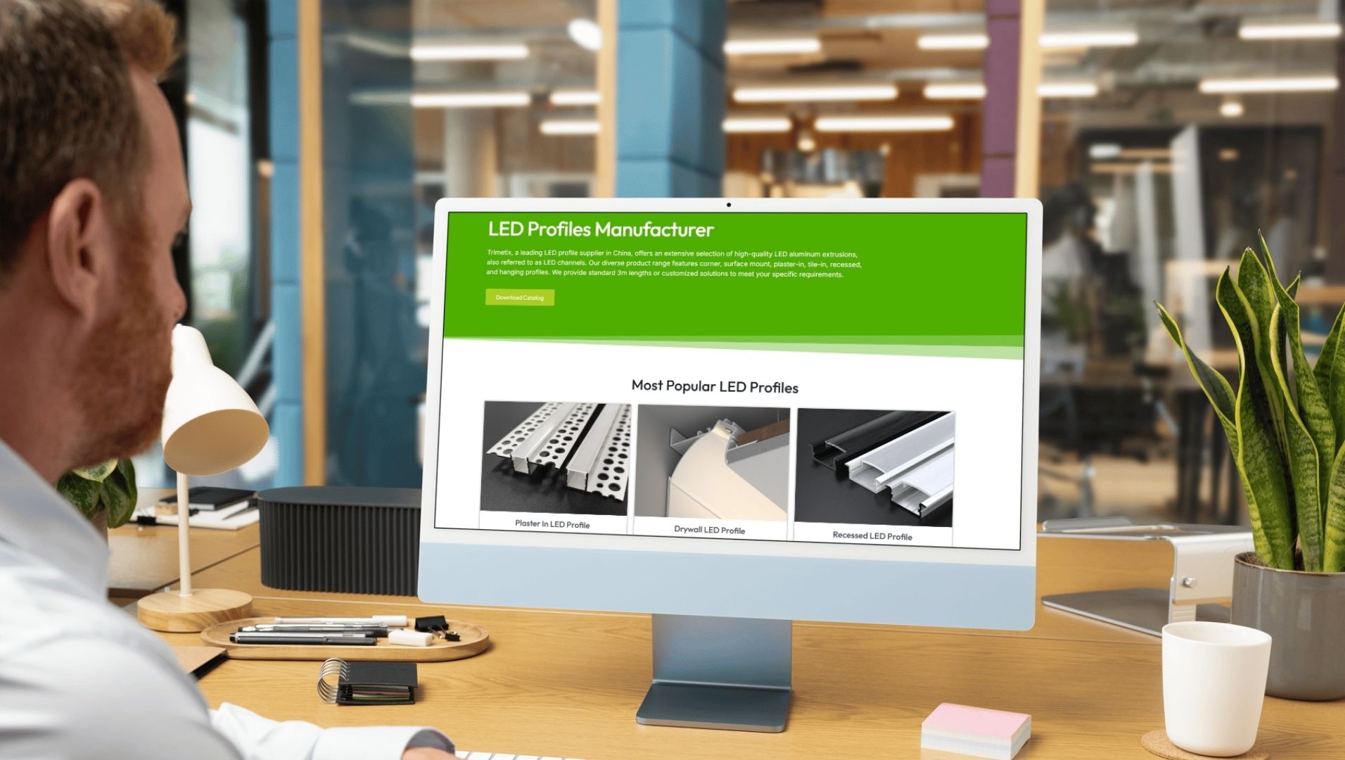 A computer screen displaying online shopping platforms for LED aluminum profiles