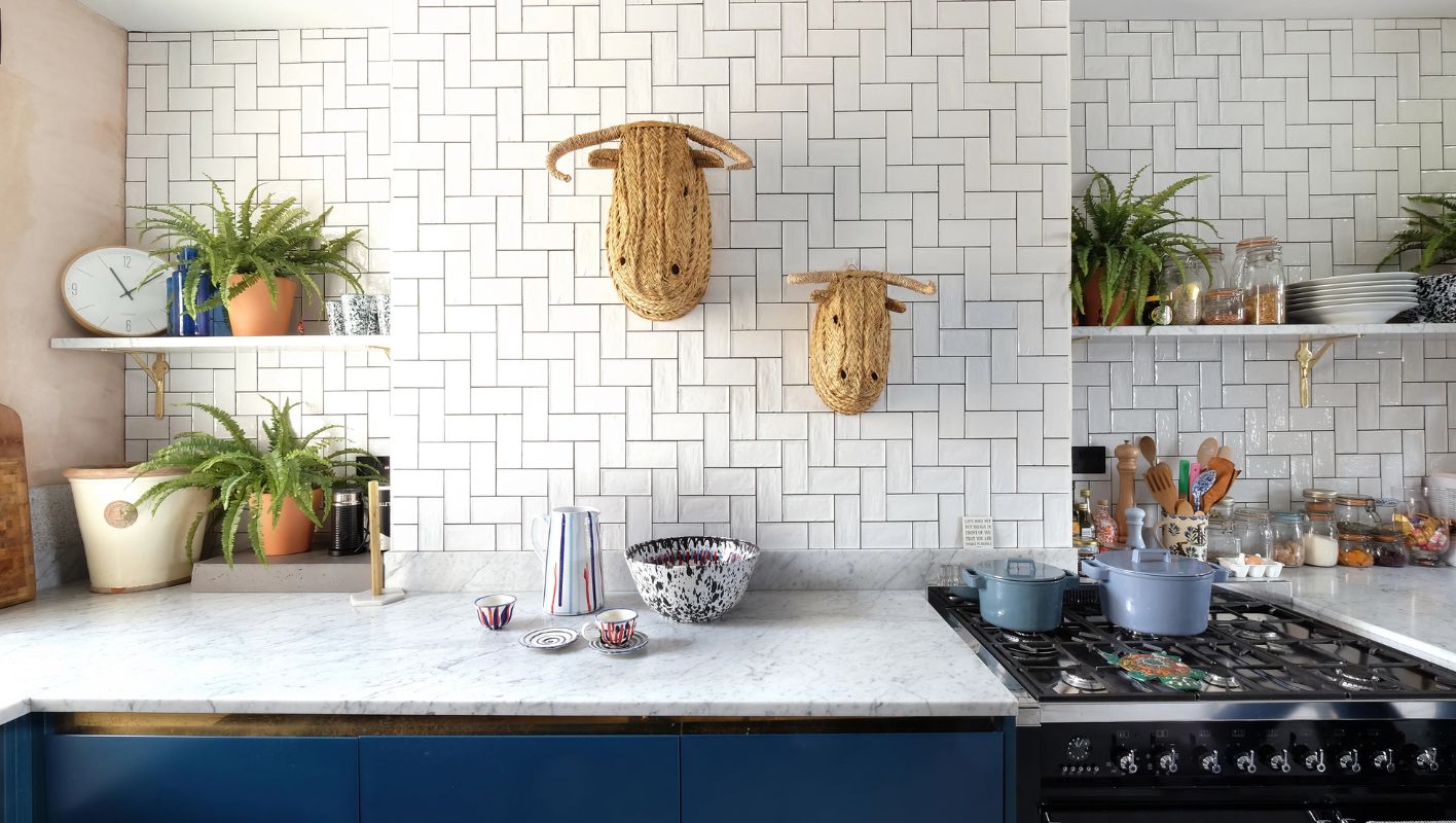 peel and stick tiles kitchen backdrop