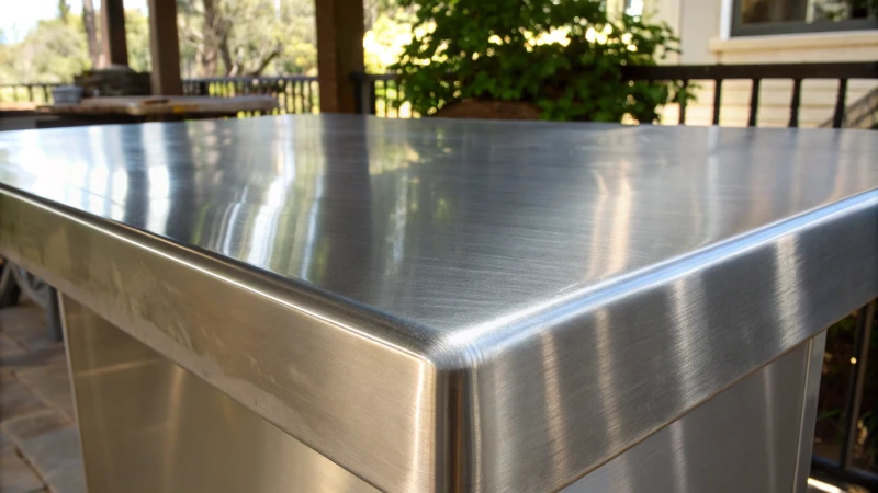 Close-up of polished stainless steel surface