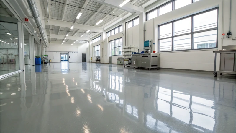 Pristine industrial workspace with shiny floors and natural light