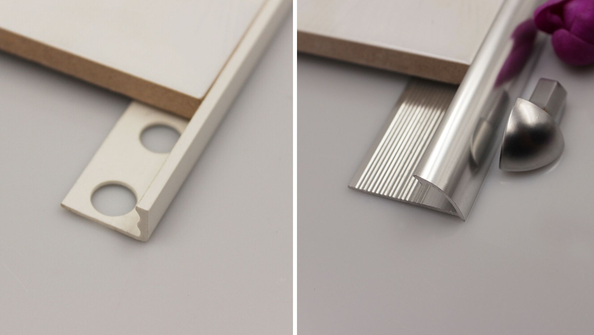 Comparison between PVC and Aluminum tile trims.