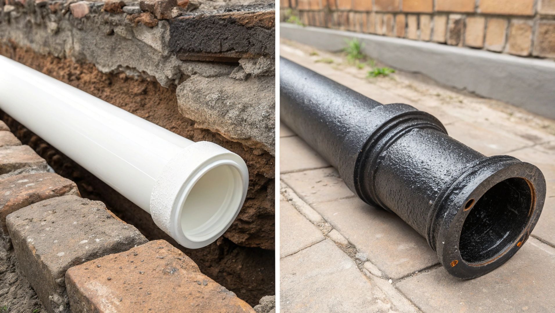 Comparison of PVC and cast iron drain pipes
