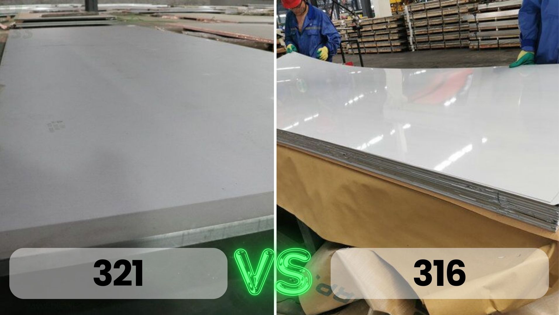 Comparison of stainless steel grades 321 and 316