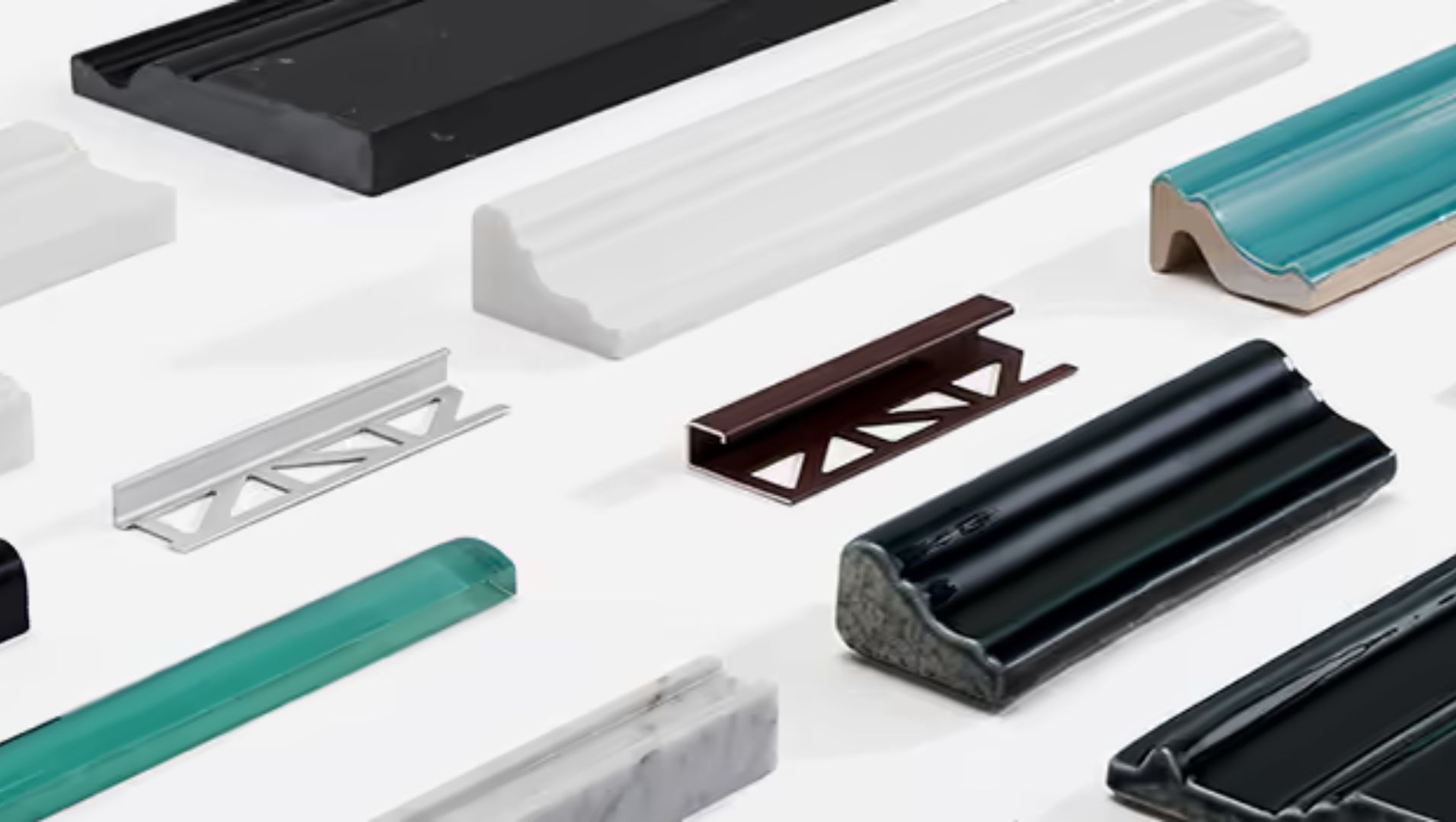 Various tile types with corresponding trim selections