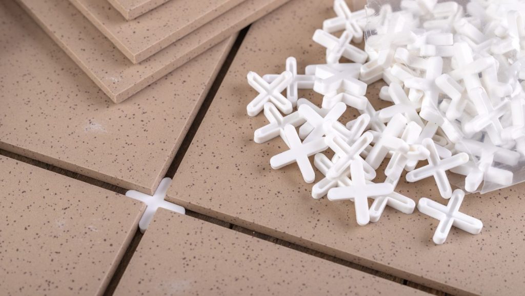 Close-up of a tile spacer usage scene