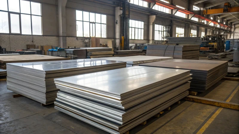 Workshop with stainless steel sheets and tools