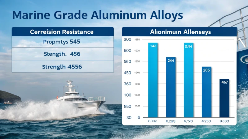 Comparison chart of marine-grade aluminum alloys with nautical elements in the background.