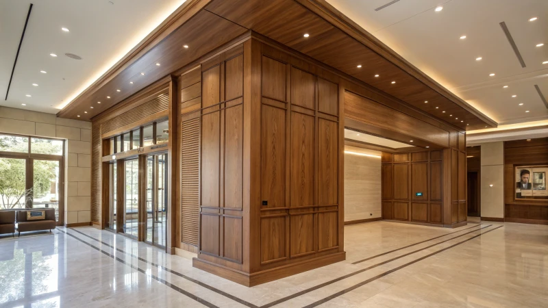 Elegant wooden architectural element in a modern interior