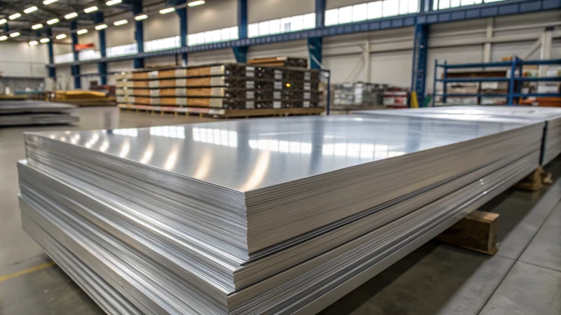 A stack of Aluminum 5456 sheets in a warehouse